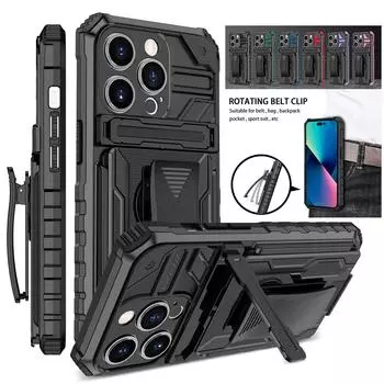 Военный прочный бронированный чехол для iPhone 15 Pro Max 14 Plus 13 12 11 X XS Max XR SE 7 8 чехол с креплением на ремень кобура подставка полный защитный чехол For iPhone 7 8 Plus синий