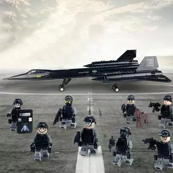 Военный спецназ SR-71 Blackbird USAF Самолет-истребитель Современный солдат Минифигурки Блок-модель Строительные наборы Развивающие игрушки