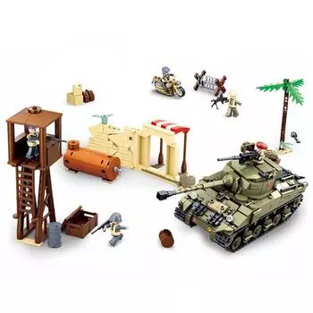 Военный танк WW2 Колесница Северная Африка Битва Аламейн Битва Блоки Кирпичи Наборы Классические Модели Оружия Детские Игрушки Совместимость с основными брендами серый