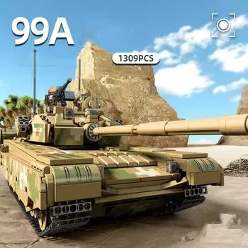 Военный тип 99A, модель основного боевого танка, строительные блоки, армейские солдаты WW2, оружие, развивающие кирпичи, игрушки для детей разноцветный