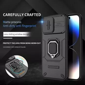 Военный защитный чехол-держатель Armor для iPhone 15 14 Plus 13 Pro Max, чехол для телефона с кольцом-подставкой, жесткая задняя часть, полная защита, деловой чехол iPhone 15 Pro Max фиолетовый