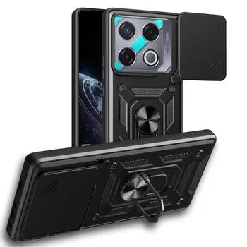 Военный защитный чехол для камеры INFINIX GT 20 Pro GT20 Pro Infinix Note 40 Pro + Note 40 Pro Note40 Hybrid Ring Stand Противоударный чехол Infinix GT 20 Pro чёрный