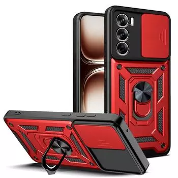 Военный защитный чехол для камеры с держателем Armor для OPPO Reno 12 11F 11 10 Pro 10 8T 8 7 Pro 7Z 6 6Z 5 Find X5 Lite Ring Stand противоударный защитный чехол For Reno 12 Pro 5G чёрный