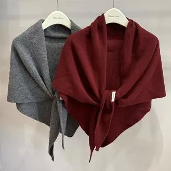 Вогнутая шаль из 100% шерсти: Вязаный треугольный шарф для женщин - теплый, новый для осени и зимы 174*72cm