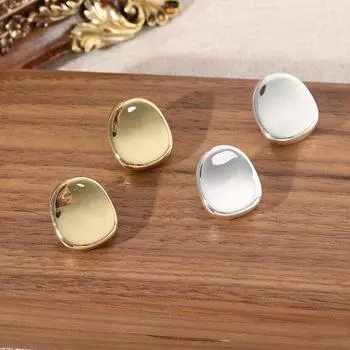 Вогнутые овальные металлические серьги-гвоздики в стиле тяжелой промышленности, женские простые ретро-серьги для поездок на работу, нишевый дизайн, высококачественные серьги серебряный