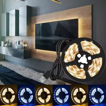 Vogue 5V 5M 2835 DIY Гибкая клейкая лента USB украшение светодиодная лента для подсветки телевизора игровая комната 1M белый