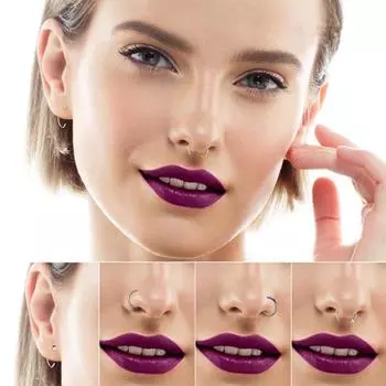 Vogue Accessories Black Jewellery Fake wamen Gold Silver Clip On Piercing Nos Ring man Silver (x1pc)