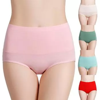 Vogue Briefs Женское нижнее белье Хлопковые трусы с высокой талией Дышащие Большие размеры Высокое качество 1 шт Твердые для женщин M-7XL Трусы для живота M красный