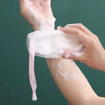 Vogue Bubble Ribbon Mesh Bag Домашняя живая сетка Мыло Пенящаяся сетка Ванная комната Женская кожа Очистка волдырей Средства для купания Очищающее средство для лица для девочек S/White String