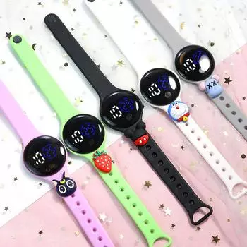Vogue Cartoon Comic Детские часы Led Leisure LED Watch Круглые модные электронные часы Электронные наручные часы для женщин и мужчин светло-зеленый