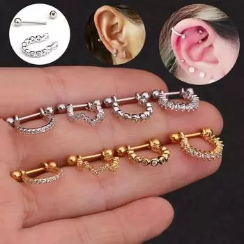 Vogue Daith Helix 1 шт. 0,8 мм Rook Jewelry нержавеющая сталь хрящ с фианитом серьга-кольцо штанга пирсинг ушей