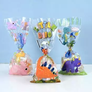 Vogue День рождения вечеринка динозавр единорог русалка упаковочная сумка ребенок с завязками принадлежности для вечеринок конфеты подарочный пакет мультфильм пластик прозрачный животное 50 шт зелёный