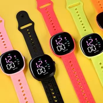 Vogue, детские квадратные спортивные светодиодные часы на день рождения, цифровой многоцветный дисплей, умные часы со светящимся циферблатом, наручные часы с героями мультфильмов для детей темно-синий