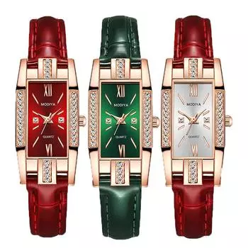 Vogue Diamond Quartz Модные часы Винтажные роскошные женские часы наручные часы кожаный ремешок повседневный квадратный циферблат белый