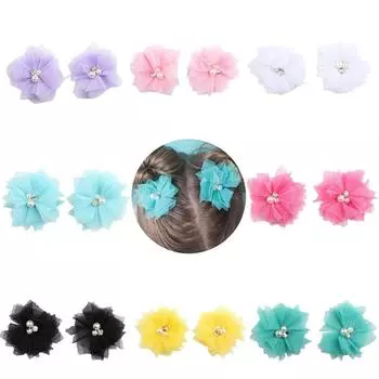 Vogue Европа и Америка Детские Двое Детей Девочки Заколки для волос Шпильки Три Бриллиантовые Бусины 1 пара Шифоновые Аксессуары для волос Головные уборы 1