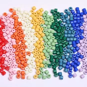 Vogue Fashion Acrylic Keychain Material 50Pcs Bracelet DIY Cream Color Cylindrical Necklace Jewelry 6.5mm Accessories for Earrings Loose Beads Making разноцветный