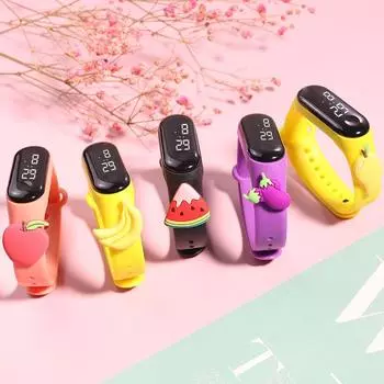 Vogue Fruits Doll Браслет Женские водонепроницаемые наручные часы Электронные повседневные спортивные модные часы для мальчиков и девочек со светодиодной подсветкой