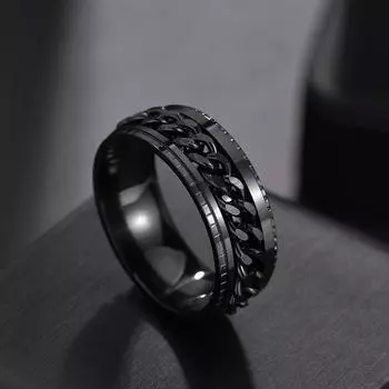 Vogue High Quality Popular Couple Rotable Rings Men Women Reliever Ring Stainless Steel Jewelry Gift Spinner Chain Rotatable Punk 9 серебро белый