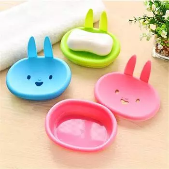 Vogue Home Living Soap Box Storage Plate Storage Box Soap Holder Double Layer Bathroom Accessories Travel Home Shower Supplie Rabbit Drain Container Yellow