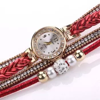 Vogue кожаные наручные часы с кварцевым ремешком в стиле ретро аналоговые винтажные модные изысканные женские часы красный