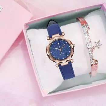 Vogue кожаные популярные высококачественные часы Starry Sky Romantic Rhinestone Femme, горячие продажи, часы Gfit для женщин, повседневные женские простые браслеты Montre