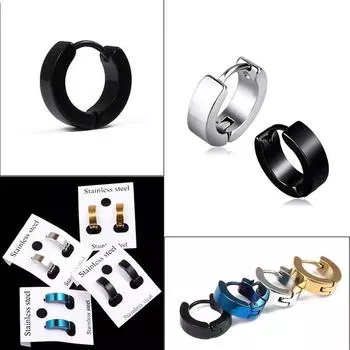 Vogue Круглый унисекс Huggies Party Маленький Круг Титановая сталь Ювелирные Изделия Подарочные Ухо Пряжка Серьги-гвоздики синий