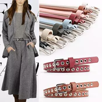 Vogue Ladies Strap Apparel Accessories High Quality Waistband for Women Women Popular Slim Rivets Hollow Waist Belt PU Leather Hot Sale Female 1PC