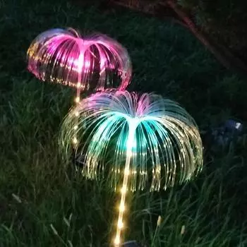 Vogue LED Solar Light Ground Jellyfish Lamp Dandelion Fireworks Lights Plug In Lights Fiber Optic Lighting Landscape Outdoor Decoration