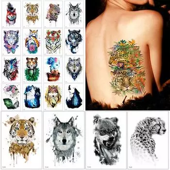 Vogue Мужчины Женщины Временные Водонепроницаемые Татуировки Наклейки Животное Многоцветное Тело Разнообразные Креативные Волк Тигр Дизайны Мода Бедро Рука Круто 5