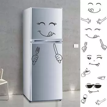Vogue наклейки на холодильник, украшение мебели, вкусная, вкусная, улыбка, лицо, стикер на стену, счастливый художественный плакат, популярные 4 стиля, DIY, высокое качество, ПВХ A