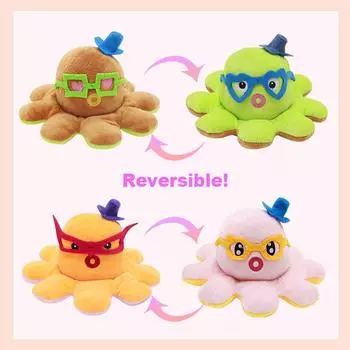 Vogue Новое поступление плюшевых забавных подарков из Великобритании Красивая кукла-осьминог Горячая распродажа Двусторонние вечерние высококачественные двухсторонние игрушки Переворачивающиеся животные Морская жизнь 7