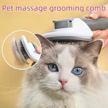 Vogue Pet Hair Cleaner Нескользящая щетка для груминга Аксессуары для кошек Собака Деликатные животные Щетка для чистки домашних животных Расческа Щетка для удаления шерсти Расческа для домашних животных Игольчатая расческа розовый