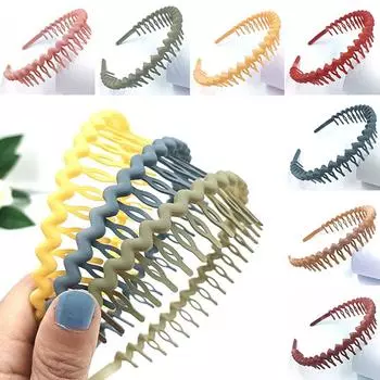 Vogue противоскользящая повязка для волос очаровательная матовая конфетного цвета с зубцами волнистые корейские аксессуары для волос высококачественные обручи для волос для девочек женские новые красный