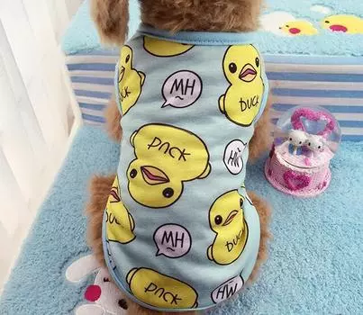 Vogue Puppy Одежда Подарки Милый мультяшный жилет Кошки Собаки Весенняя рубашка Желтая утка Мода XXL розовый