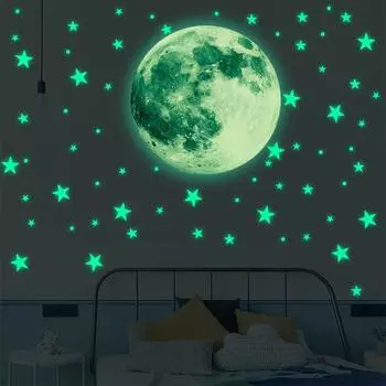 Vogue Room 3D светящийся декор Земля Луна светится в темноте украшение для дома настенные наклейки лунный свет много размеров окна 5cm