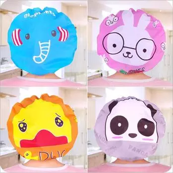 Vogue Салон Милый Животный Принт Водонепроницаемый Домашняя Жизнь Купание Животный Принт Шапочка Для Душа Детский Мультфильм Детский Мультфильм Банный Салон Парикмахерская Шапочка Водонепроницаемый оранжевый