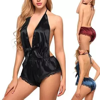 Vogue шелковая пижама гладкий комплект нижнего белья атласное кружево ночная рубашка пижамы женские XL синий