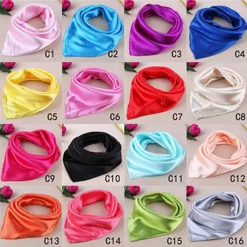 Vogue Solid Silk Head Neck Wrap Women Lady Fashion Soft Scarf Bandana Scarf Square Feeling Satin Neckplate синий