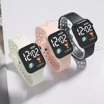 Vogue Square повседневное использование светящиеся девушки дети принт водонепроницаемый земля электронные мальчики детские часы наручные цифровой циферблат светодиодный спорт