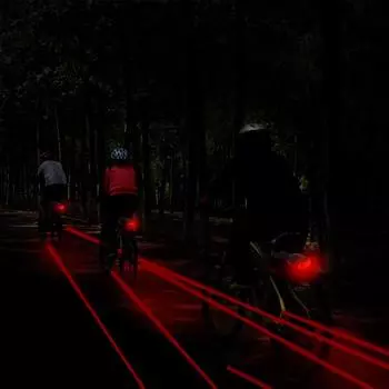 Vogue светодиодная задняя мигающая лампа для велосипедного оповещения 5 светодиодных предупреждающих ламп для велосипеда, новинка, фонарь для горного велосипеда, безопасный хвост для велосипеда, 2 лазера, красный цвет