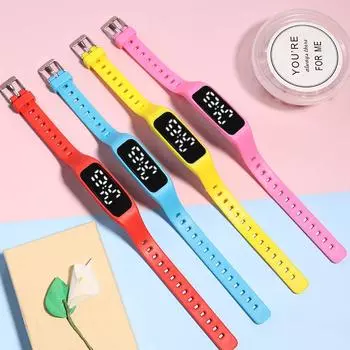 Vogue Touch детские водонепроницаемые тонкие электронные наручные часы со светодиодной подсветкой, модные силиконовые часы, цифровые студенческие часы светло-фиолетовый