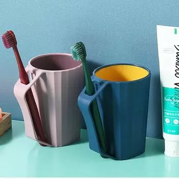 Vogue Travel Бытовая двухцветная мытье в общежитии Пара Чистка чашки для полоскания рта Креативная портативная зубная щетка для ванной комнаты с ручкой розовый