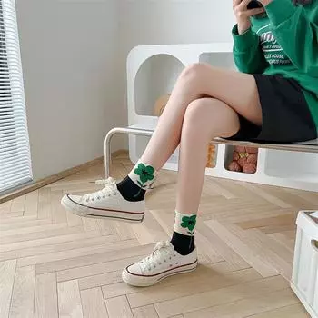 Vogue Tube Flower Socks INS Middle Tide Pure Socks Cotton Tulip Flowers Korea