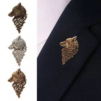 Vogue Wolf Head Animal Suit Collar Pin Buckle Collection Broche Vintage Unisex Brooch Jewelry Wolfhead Broochs For Women Men Fashion Highscale Gold