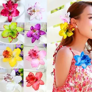 Vogue Women Sand beach Handmade Flower Hair Clips Gift Fashion Jewelry Headwear Искусственные заколки для волос в виде цветка бабочки орхидеи фиолетовый