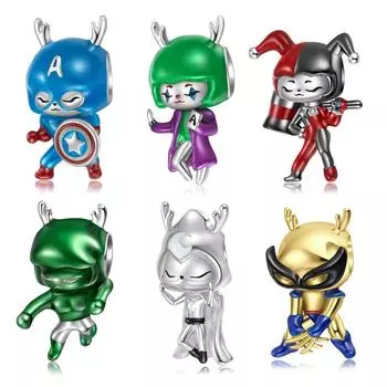 Воин Рыцарь Герои мультфильмов Шарм Оригинал Стерлингового Серебра 925 Эмаль Зеленая Бусина Подходит Для Женщин Ювелирные Изделия Браслеты-Подвески