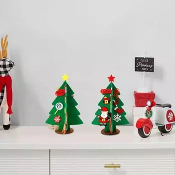 Войлочная новогодняя елка Мини Рождественская настольная фигурка DIY набор елки с Санта-Клаусом снежинкой трость аксессуары для малышей