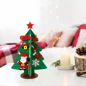 Войлочная новогодняя елка Мини-рождественская настольная фигурка DIY набор елки с Сантой
