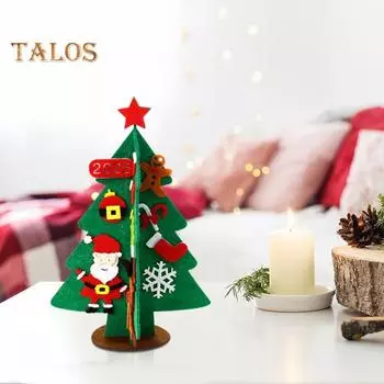 Войлочная новогодняя елка Мини Рождественская настольная фигурка DIY набор елки с Санта-Клаусом снежинкой трость аксессуары для малышей A
