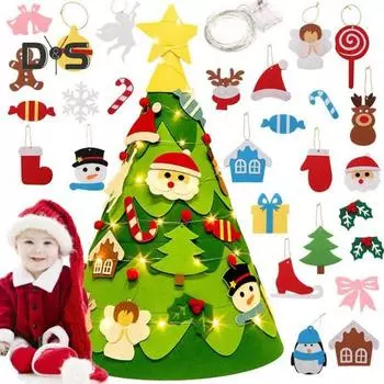 Войлочная рождественская елка 3D DIY набор рождественских елок с 32 украшениями детская игрушка Монтессори для малышей украшение праздничного стола для дома зелёный